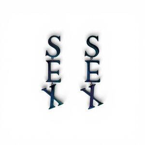 Vivienne Westwood SEX Letter Drop Earrings Rainbow Finish